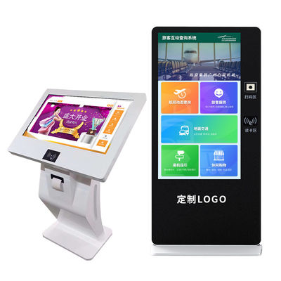 Free Stand Indoor Touch Screen Self Service Kiosk 43 Inch With QR Scanner